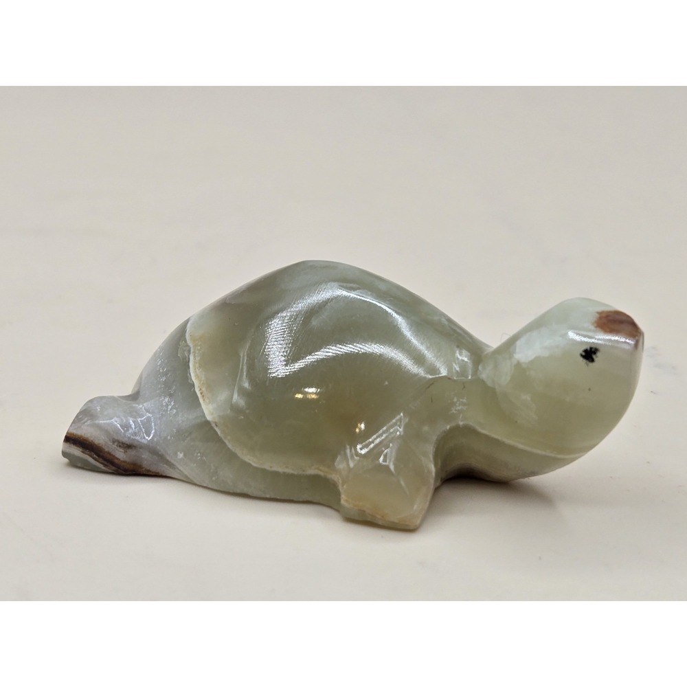 Hand Carved Miniature Baby Turtle Green